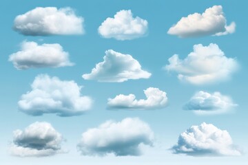 Obraz premium Collection of isolated soft clouds on a white background for design and decoration