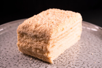 Napoleon cake. Dessert. Healthy food. Diet dish. Layered cake