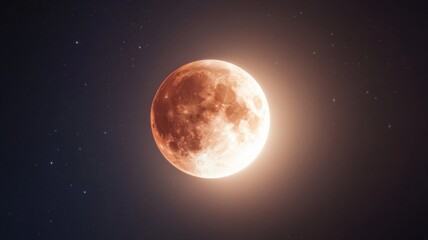 Obraz premium Lunar eclipse illuminated by moonlight - night sky astronomy scene