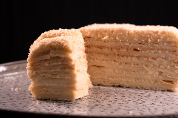 Napoleon cake. Dessert. Healthy food. Diet dish. Layered cake