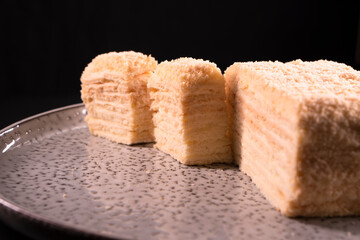 Napoleon cake. Dessert. Healthy food. Diet dish. Layered cake