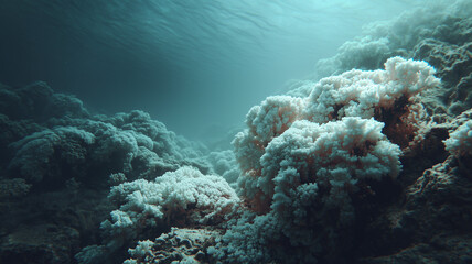 Fototapeta premium Dead coral reef turning white due to bleaching