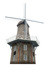 Dutch windmill isolated on White Background, Nature concept.