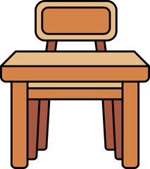 A wooden desk with a chair