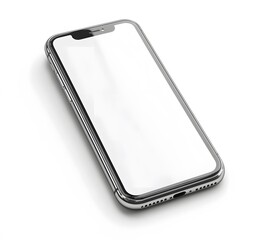 Angled Smartphone with Blank Screen and Shiny Metallic Frame on