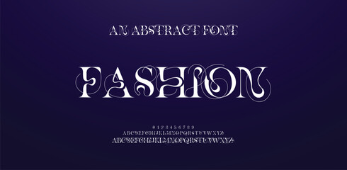 Fashion Ivory premium luxury elegant alphabet letters and numbers. Elegant wedding typography classic serif font decorative vintage retro. Creative vector illustration