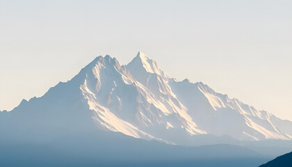 Minimalist mountain peaks, simple geometric forms, soft contrast