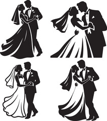 romantic couple silhouette vector illustration