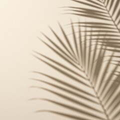 Obraz premium Beige Background with Palm Leaf Shadow
