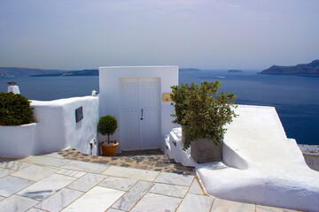 White architecture of Oia town on Santorini island in Greece