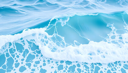 Minimalist ocean wave pattern, soft blues and white foam