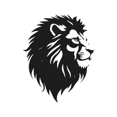 Lion logo with detailed mane. Animal icon template.Symbol of strength, power and leadership. Stylish design is perfect for branding, logos and product design. Wild animal, king lion, fierce predator