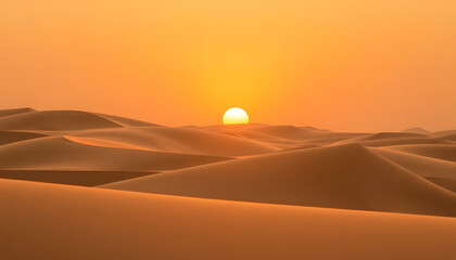 Minimalist sand dunes, golden hour lighting, soft shadows