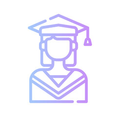 college icon spesial line with gradient color blue purple_girl graduated