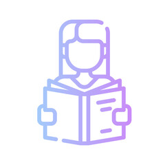 college icon spesial line with gradient color blue purple_reading