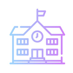 college icon spesial line with gradient color blue purple_school building