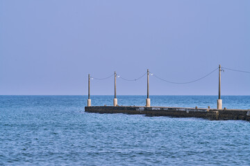 Side View of Haraoka Pier under Clear Blue Sky, Chiba, Japan