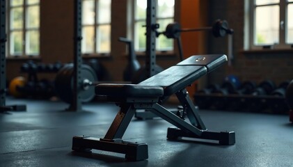 Fototapeta premium A sturdy press bench, ideal for weightlifting and strength training exercises , fitness equipment, wellness, press