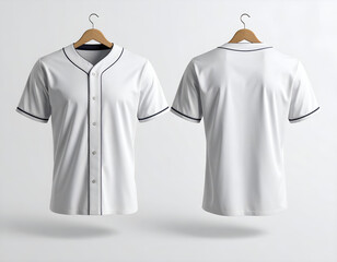 mockup showing both front and back views of a plain baseball jersey