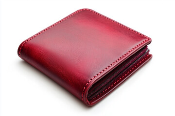 Red Leather Wallet on White Background &ndash; Elegant Accessory for Money, Finance, and Style Concepts