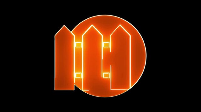  Real estate icon neon animation