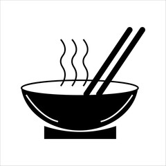 Soup bowl cutlery outline vector icon for food apps and websites. Flat style bowl icon in black line art.