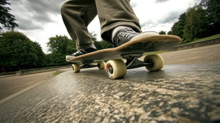 Skateboarder performing trick on ramp