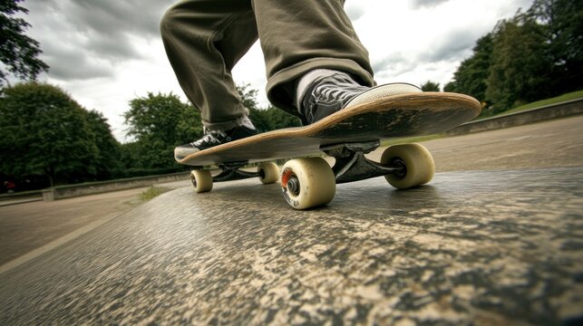 Skateboarder performing trick on ramp