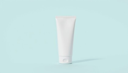 Minimalistic White Tube for Cream, Lotion, or Gel on Light Blue Background