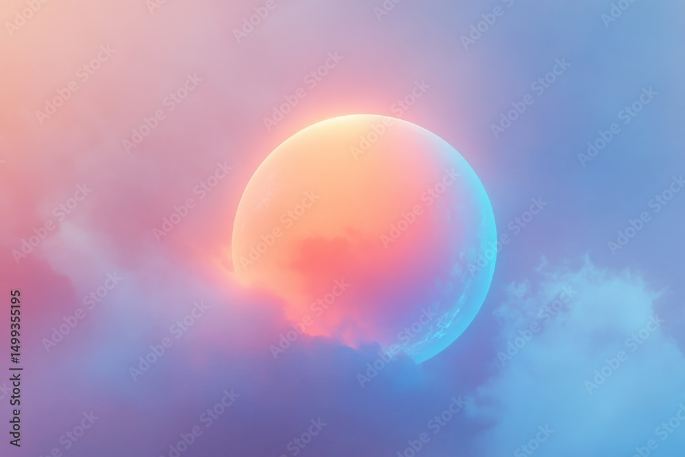 Canvas Prints vivid gradient planet scene with atmospheric grunge overlay for creative design