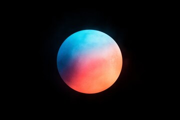 Fototapeta premium Vibrant gradient overlay on planetary sphere against black background