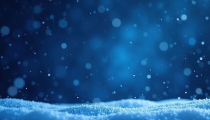 Obraz premium Beautiful winter background of falling snowflakes on a dark blue night , night, winter