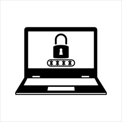 Laptop with account login icon in flat style. Password form page vector illustration on isolated background. User authorization sign business concept.