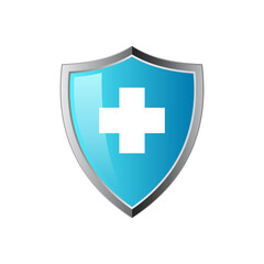 Security shield icon set with 3d looks, security shield logo with check mark and padlock. Security shield symbol. Vector illustration