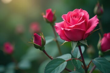 Small-scale repeating rose buds in muted tones, simple floral, subtle, design