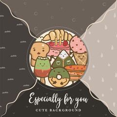 cute food illustration cartoon for background 