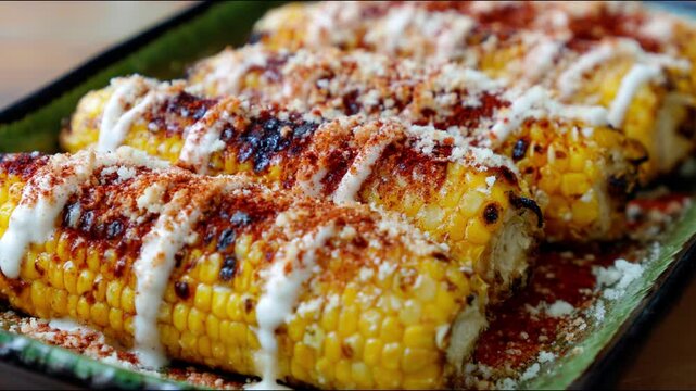 Mexican street corn, elote ready to eat