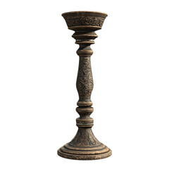 medieval antique bronze candlestick on isolated transparent background