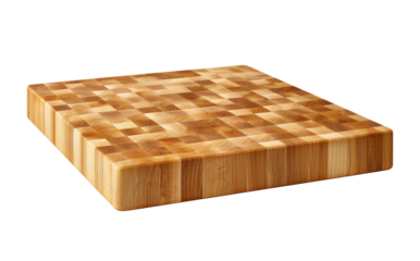 Maple end grain cutting board checkerboard pattern isolated white