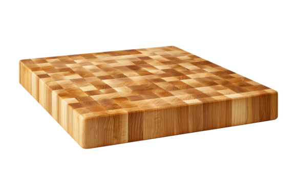 Maple end grain cutting board checkerboard pattern isolated white