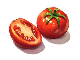 Fresh, juicy tomatoes, whole and halved