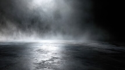 A High Resolution image of dark concrete floor texture shrouded in mist or fog.