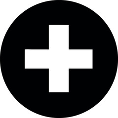 Black and white Plus icon. Add icon.