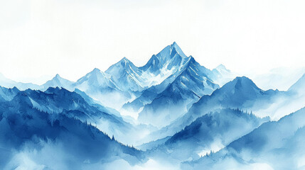 light watercolor of high mountains