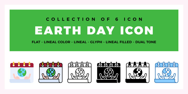 Earth Day Icon Set Calendar Design for Environmental Protection