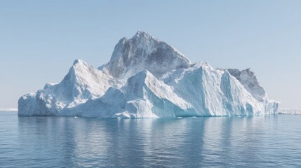 Dramatic Iceberg Formation Floating in Calm Waters under a Clear Sky