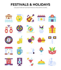 Festivals & Holidays. A Collection of 25 Fun Icons