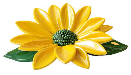 Vibrant yellow flower, detailed ceramic design