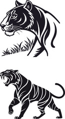 tiger vector illustration black and white Wild Animal 