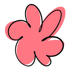 bright bold bubble squiggle shape abstract modern design asset salmon coral pink contrast outline black ink smooth